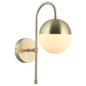 CLA Aro Opal Glass Wall Light with Arched Bracket - Satin Gold by Compact Lamps Australia, a Lighting for sale on Style Sourcebook