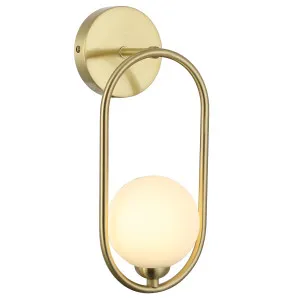CLA Aro Opal Glass Wall Light with Sculptural Frame - Satin Gold by Compact Lamps Australia, a Wall Lighting for sale on Style Sourcebook