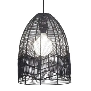 Oriel Lighting Serang Open Weave Handcrafted Rattan Pendant - Black by Oriel Lighting, a Lighting for sale on Style Sourcebook