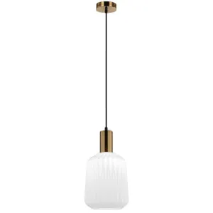 CLA Papel Pleated Opal Glass Jar Pendant with Brass Accent - Opaque by Compact Lamps Australia, a Lighting for sale on Style Sourcebook