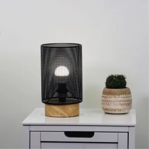 Oriel Lighting Lenny Mesh Table Lamp with Timber Base - Black by Oriel Lighting, a Lighting for sale on Style Sourcebook