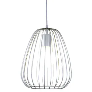 Oriel Lighting Pera Small Industrial Wire Cage Pendant - White by Oriel Lighting, a Lighting for sale on Style Sourcebook