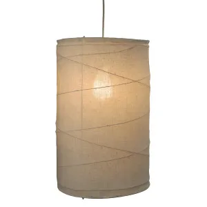 Oriel Lighting Boheme Linen Shade Pendant with Spiralling Cane Ribs - Small by Oriel Lighting, a Lighting for sale on Style Sourcebook