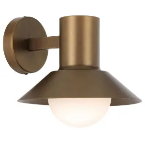 Telbix Delore Outdoor Wall Light with Flared Shade - Vintage Brass by Telbix, a Wall Lighting for sale on Style Sourcebook