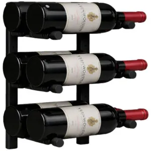 KingsBottle 6 Bottle Offset Peg Metal Rail Wall-Mounted Wine Rack RAIL0342-WPH02MBK by KingsBottle, a Refrigerators, Freezers for sale on Style Sourcebook