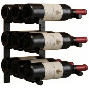 KingsBottle 9 Bottle Offset Peg Metal Rail Wall-Mounted Wine Rack RAIL0342-WPH03MBK by KingsBottle, a Refrigerators, Freezers for sale on Style Sourcebook