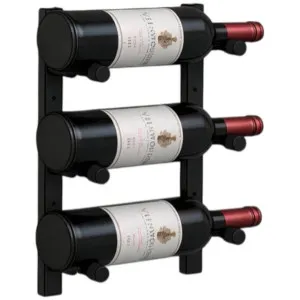 KingsBottle 3 Bottle Offset Peg Metal Rail Wall-Mounted Wine Rack RAIL0342-WPH01MBK by KingsBottle, a Refrigerators, Freezers for sale on Style Sourcebook