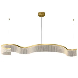 Fiorentino Carsia 1500mm Wave LED Linear Pendant - Gold by Fiorentino, a Lighting for sale on Style Sourcebook