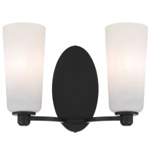 Telbix Brevan Classic Twin Alabaster Glass Wall Light - Black by Telbix, a Wall Lighting for sale on Style Sourcebook