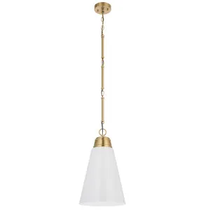 Telbix Brine Modern Small Opal Glass Pendant - Antique Gold by Telbix, a Lighting for sale on Style Sourcebook