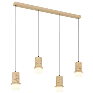 Telbix Kolisa 4 Light Textured Stone LED Bar Pendant - Beige by Telbix, a Lighting for sale on Style Sourcebook