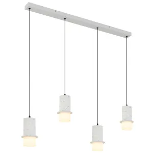 Telbix Kolisa 4 Light Textured Stone LED Bar Pendant - White by Telbix, a Lighting for sale on Style Sourcebook