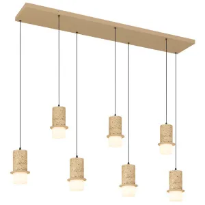 Telbix Kolisa 7 Light Textured Stone LED Bar Pendant - Beige by Telbix, a Lighting for sale on Style Sourcebook