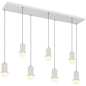 Telbix Kolisa 7 Light Textured Stone LED Bar Pendant - White by Telbix, a Lighting for sale on Style Sourcebook