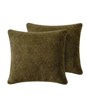Military Olive Snuggle Fleece European Pillowcase Pair by null, a Cushions, Decorative Pillows for sale on Style Sourcebook