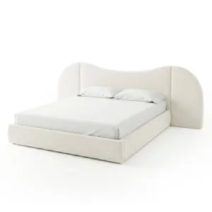 Lila King Boucle Gas Lift Storage Bed Frame in Cream White by Luxo Furniture, a Beds & Bed Frames for sale on Style Sourcebook
