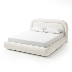Mara King Velvet Gas Lift Storage Bed Frame in Cream White by Luxo Furniture, a Beds & Bed Frames for sale on Style Sourcebook