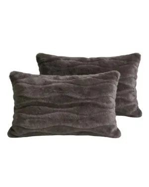 Deep Cocoa Snuggle Fleece Rabbit Fur Pillowcase Pair by null, a Pillow Cases for sale on Style Sourcebook