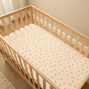 Organic Cotton Cot Sheet - Cherry Heart - Mocka by Mocka., a Cots & Bassinets for sale on Style Sourcebook