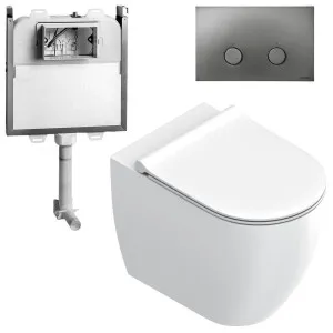 Catalano Sfera Wall Faced Toilet Suite With Slim Seat Matte White - Includes Rogerseller Cistern & Flushplate Graphite SFERAWFSMWGR by Catalano, a Toilets & Bidets for sale on Style Sourcebook