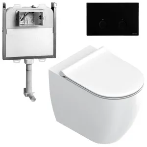 Catalano Sfera Wall Faced Toilet Suite With Slim Seat Matte White - Includes Rogerseller Cistern & Flushplate Matte Black SFERAWFSMWMB by Catalano, a Toilets & Bidets for sale on Style Sourcebook