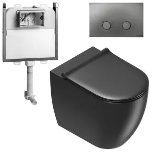 Catalano Sfera Wall Faced Toilet Suite With Slim Seat Matte Black - Includes Rogerseller Cistern & Flushplate Graphite SFERAWFSMBGR by Catalano, a Toilets & Bidets for sale on Style Sourcebook