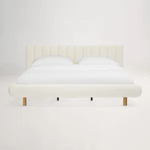 Arlo Floating King Bed (Tufted Headboard) Frame, Ivory, by Lounge Lovers by Lounge Lovers, a Beds & Bed Frames for sale on Style Sourcebook