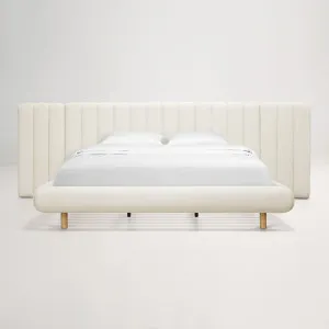 Arlo Floating King Bed (Tufted Wide Headboard) Frame, Ivory, by Lounge Lovers by Lounge Lovers, a Beds & Bed Frames for sale on Style Sourcebook