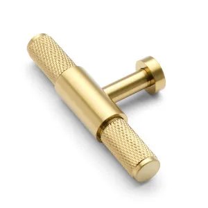 Brushed Brass PVD Knurled Cabinet T-Bar Pull - Miranda by Manovella, a Cabinet Hardware for sale on Style Sourcebook