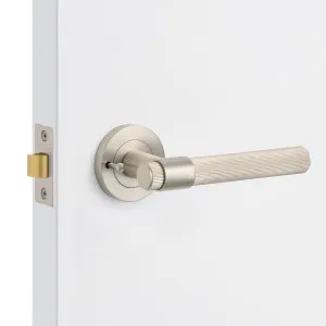 Brushed Nickel Privacy Door Handle - Rochester by Manovella, a Door Hardware for sale on Style Sourcebook