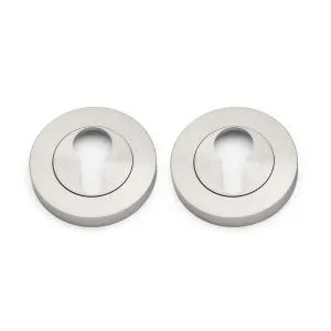 Brushed Nickel Euro Escutcheon (Pair) - Solid Brass by Manovella, a Door Hardware for sale on Style Sourcebook