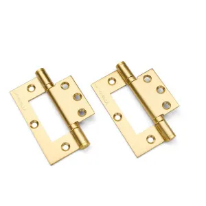 Satin Brass Ball Bearing Fast Fix Hinge (Pair) 100mm x 70mm by Manovella, a Door Hardware for sale on Style Sourcebook