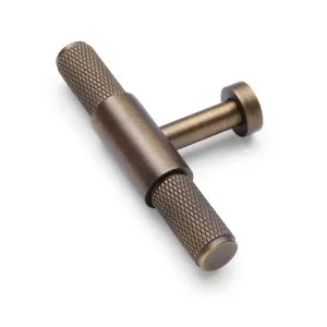 Aged Brass Knurled Cabinet T-Bar Pull - Miranda by Manovella, a Cabinet Hardware for sale on Style Sourcebook