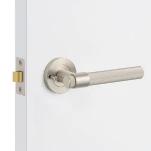 Brushed Nickel Knurled Privacy Door Handle - Rosedale by Manovella, a Door Hardware for sale on Style Sourcebook