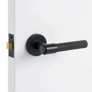Matt Black Knurled Passage Door Handle - Rosedale by Manovella, a Door Hardware for sale on Style Sourcebook