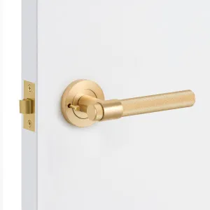Satin Brass Knurled Privacy Door Handle - Rosedale by Manovella, a Door Hardware for sale on Style Sourcebook