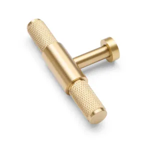 Brushed Brass Knurled Cabinet T-Bar Pull - Miranda by Manovella, a Cabinet Hardware for sale on Style Sourcebook