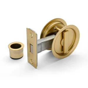 Satin Brass Round Sliding Cavity Privacy Lock by Manovella, a Door Hardware for sale on Style Sourcebook