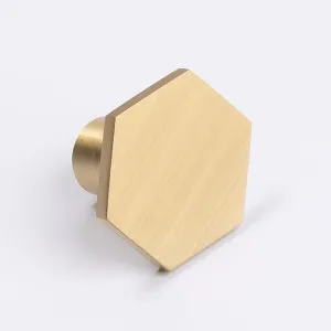 Brushed Brass Hexagonal Cabinet Knob - Rosalind by Manovella, a Cabinet Hardware for sale on Style Sourcebook
