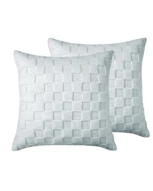 Soft Blue Checkered Snuggle Fleece European Pillowcase Pair by null, a Cushions, Decorative Pillows for sale on Style Sourcebook