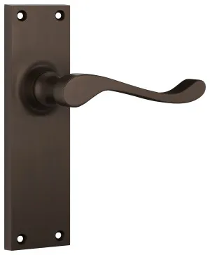 Victorian Lever - Long Backplate - Antique Brass by Tradco, a Door Hardware for sale on Style Sourcebook