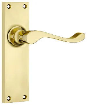 Victorian Lever - Long Backplate - Polished Brass by Tradco, a Door Hardware for sale on Style Sourcebook