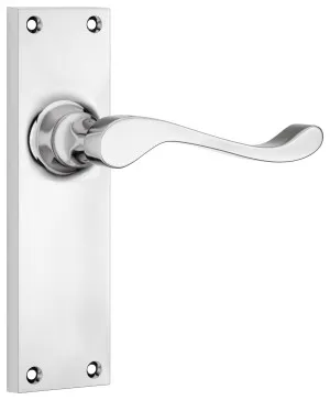 Victorian Lever - Long Backplate - Chrome Plated by Tradco, a Door Hardware for sale on Style Sourcebook