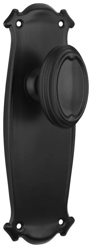 Bungalow Knob - Long Backplate - Matt Black by Tradco, a Door Hardware for sale on Style Sourcebook