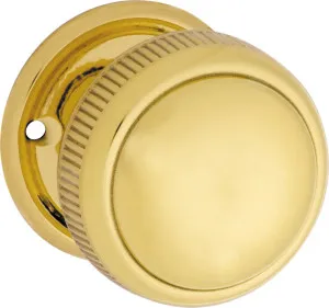 Large Milled Edge Knob - Round Rose - Polished Brass by Tradco, a Door Hardware for sale on Style Sourcebook