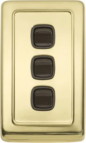 3 Flat Plate Toggle Switches - Polished Brass by Tradco, a Lighting Accessories for sale on Style Sourcebook
