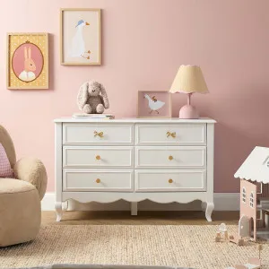 Emmeline Six Drawer with Bows - White - Mocka by Mocka., a Dressers & Chests of Drawers for sale on Style Sourcebook