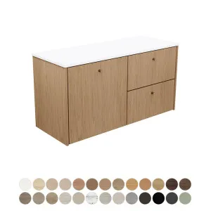 Salisbury 1200 Single Bowl Wall Hung Cabinet, Left Bowl, Solid Surface or Silica Free Stone Top by Fienza, a Vanities for sale on Style Sourcebook