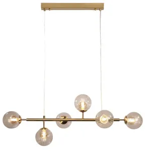 Oriel Lighting Volli Modern 6-Light Linear Pendant - Satin Brass by Oriel Lighting, a Lighting for sale on Style Sourcebook