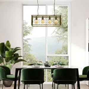 CLA Gaggia Antique Brass Rectangular Cage Pendant - Large by Compact Lamps Australia, a Lighting for sale on Style Sourcebook